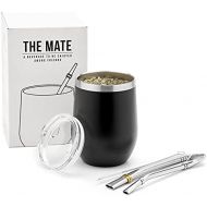 [아마존베스트]BALIBETOV Modern Mate Cup And Bombilla Set (Yerba Mate Cup) -Yerba Mate Set includes Double Walled 18/8 Stainless Steel Mate Tea Cup, Two Bombilla Mate (Straw) and a Cleaning Brush