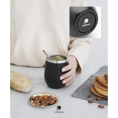  [아마존베스트]BALIBETOV Modern Mate Cup And Bombilla Set (Yerba Mate Cup) -Yerba Mate Set includes Double Walled 18/8 Stainless Steel Mate Tea Cup, Two Bombilla Mate (Straw) and a Cleaning Brush