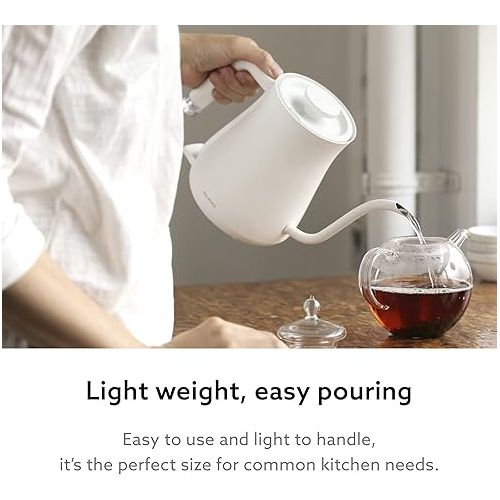  BALMUDA The Kettle | Electric Lightweight Gooseneck Kettle | Stainless Steel | 0.6L (20fl oz) Capacity | Neon Light Indicator | Perfect for Tea and Coffee | K02H-WH | White | US Version