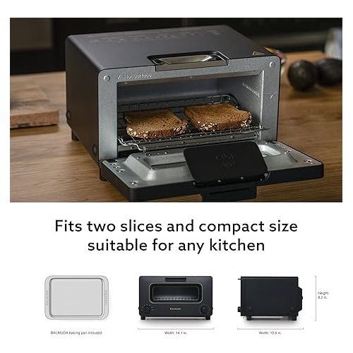  BALMUDA The Toaster | Steam Oven Toaster | 5 Cooking Modes - Sandwich Bread, Artisan Bread, Pizza, Pastry, Oven | Compact Design | Baking Pan | K01M-KG | Black | US Version