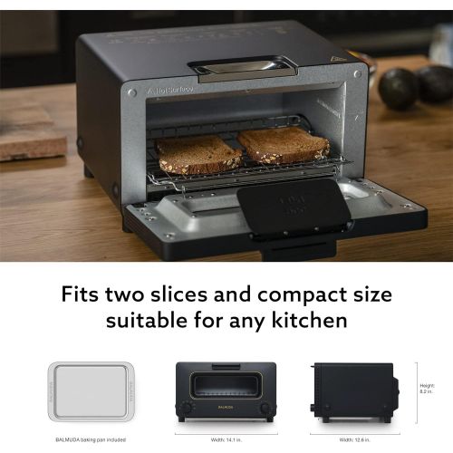  [아마존베스트]BALMUDA The Toaster | Steam Oven Toaster | 5 Cooking Modes - Sandwich Bread, Artisan Bread, Pizza, Pastry, Oven | Compact Design | Baking Pan | K01M-KG | Black | US Version