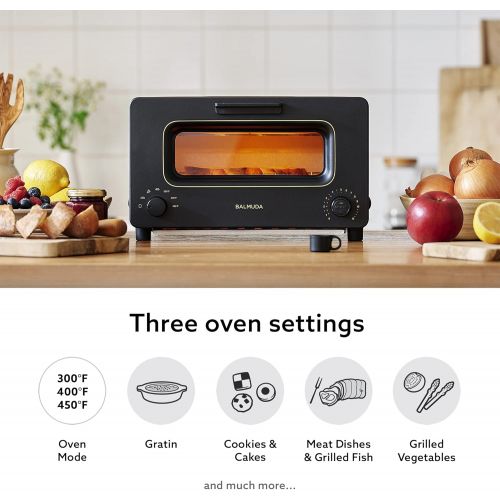  [아마존베스트]BALMUDA The Toaster | Steam Oven Toaster | 5 Cooking Modes - Sandwich Bread, Artisan Bread, Pizza, Pastry, Oven | Compact Design | Baking Pan | K01M-KG | Black | US Version