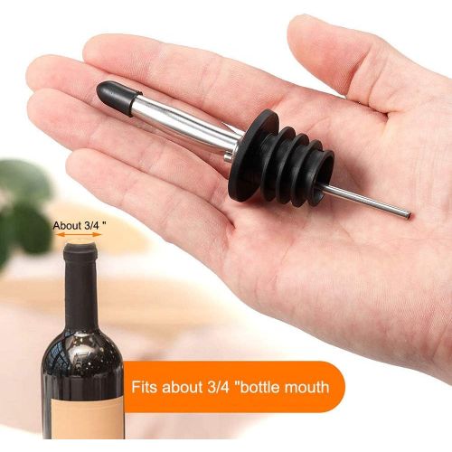  [아마존베스트]2PCS Stainless Steel Pourers, BALTRE Speed Wine Bottle Pourer, Olive Oil and Vinegar Tapered Stopper Spout, Suitable for About 3/4 Bottle Mouth, with Sealed Dust Caps