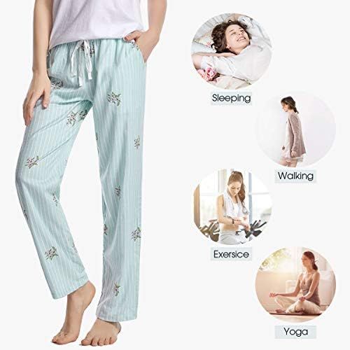  Bamboo COOL Womens Pajama Pants Bamboo Viscose Soft Longue Pants Print Sleep Bottoms with Pockets