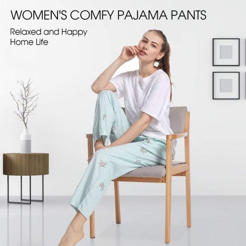  Bamboo COOL Womens Pajama Pants Bamboo Viscose Soft Longue Pants Print Sleep Bottoms with Pockets