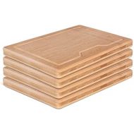 [아마존베스트]BAMBUMI Breakfast Board Bamboo Wood, Cutting Surfaces Made of One Piece Bamboo, Wooden Board, Serving Board, Kitchen Board, Bread Board, 24 x 17 x 1.8 cm, Set of 4