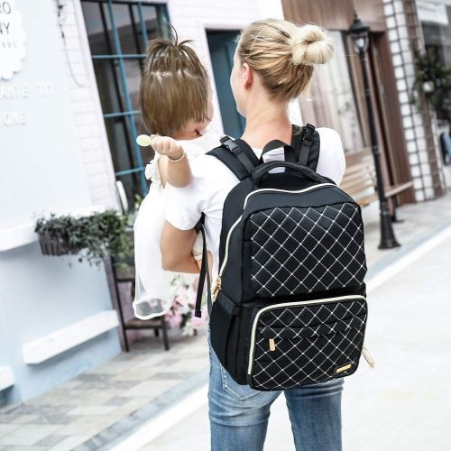  [아마존 핫딜]  [아마존핫딜]BAMOMBY Diaper Bag Backpack, Bamomby Multi-Function Waterproof Travel Backpack Nappy Bags for Mom,Dad with Insulated Pockets, Changing Pad, Stroller Straps for Boys,Girls-Black