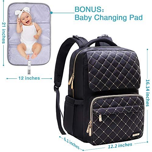  Diaper Bag Backpack, Bamomby Multi-Function Waterproof Travel Backpack Nappy Bags for Mom,Dad with Insulated Pockets, Changing Pad, Newborn Diapers Registry Baby Shower Gifts for B