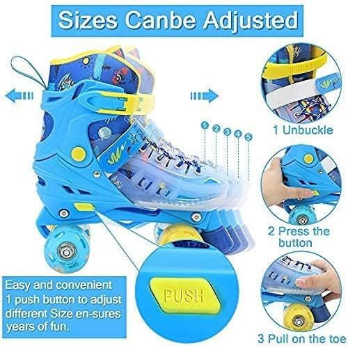  BAND Dream Taiji 8 Flashing Wheels Roller Skates for Boys and Girls, Providing 3-fold Comprehensive Protection for Childrens Indoor and Outdoor Games, Childrens Beginner Skates, Bl