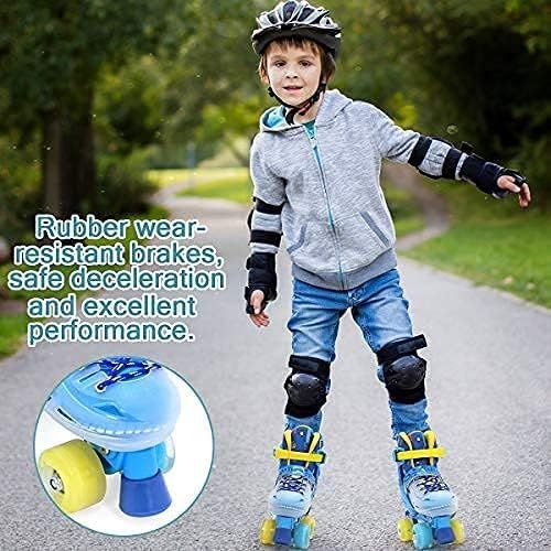  BAND Dream Taiji 8 Flashing Wheels Roller Skates for Boys and Girls, Providing 3-fold Comprehensive Protection for Childrens Indoor and Outdoor Games, Childrens Beginner Skates, Bl