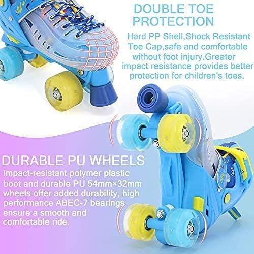  BAND Dream Taiji 8 Flashing Wheels Roller Skates for Boys and Girls, Providing 3-fold Comprehensive Protection for Childrens Indoor and Outdoor Games, Childrens Beginner Skates, Bl