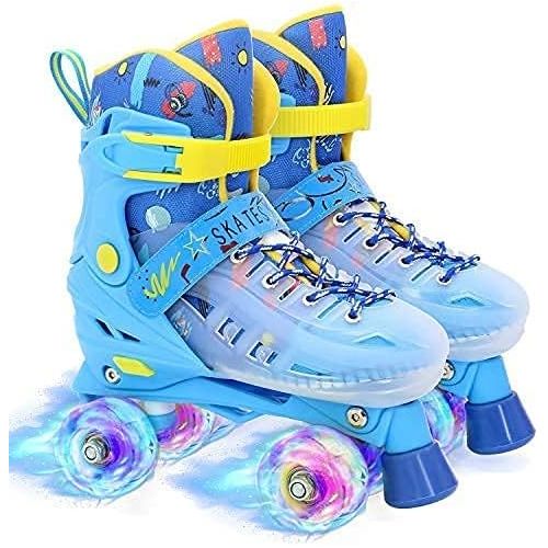  BAND Dream Taiji 8 Flashing Wheels Roller Skates for Boys and Girls, Providing 3-fold Comprehensive Protection for Childrens Indoor and Outdoor Games, Childrens Beginner Skates, Bl