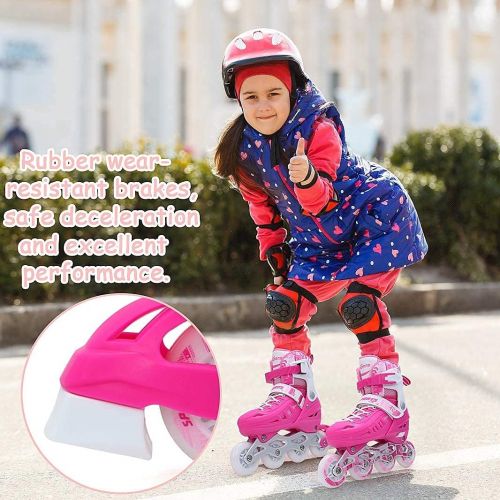  BAND Dream Taiji Childrens Adjustable Inline Skates, 8 Flashing Wheels, Boys, Girls, Fun Beginner Indoor and Outdoor Lighting Roller Skates, Fun Roller Skates, Blue, Pink