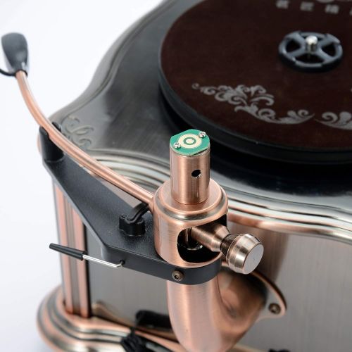  BANDC Bronze Vintage Classic Retro Antique Phonograph Gramophone Turntable Vinyl Record Player Stereo Speakers Home Decoration System Control 33/45 RPM FM AUX USB CD Ouput Bluetooth 4.2