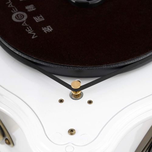  BANDC White Vintage Classic Home Decoration Retro Antique Gramophone Phonograph Turntable Vinyl Record Player Stereo Speakers System Control 33/45 RPM FM AUX USB CD Ouput Bluetooth 4.2 (