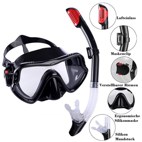  BANDRA Schnorchelset Schnorchelmaske Anti-Fog Taucherbrille mit Schnorchel Tauchset Tauchmaske fuer Erwachsene und Kinder