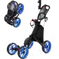 BANIROMAY Upgraded Golf Push Cart, 4 Wheel Lightweight Folding Golf Pull Cart, Easy to Open, Collapsible Golf Walking Cart for Practice and Game