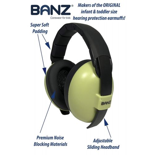  [아마존베스트]BANZ Baby Banz Earmuffs Infant Hearing Protection  Ages 0-2+ Years  THE BEST EARMUFFS FOR BABIES & TODDLERS  Baby Ear Protection,Leaf green