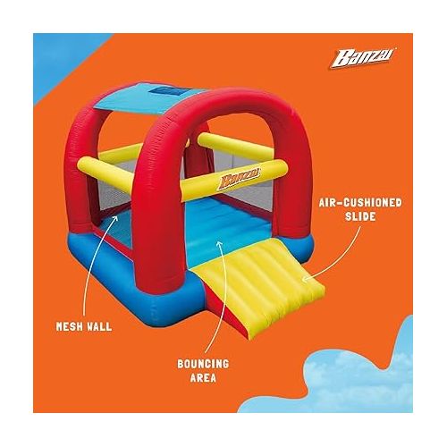  Banzai Bounce ’N’ Slide Cool Canopy Inflatable Outdoor Bounce House with Slide and Blower