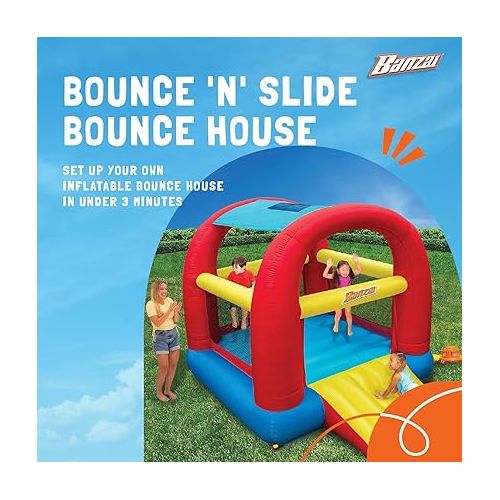  Banzai Bounce ’N’ Slide Cool Canopy Inflatable Outdoor Bounce House with Slide and Blower