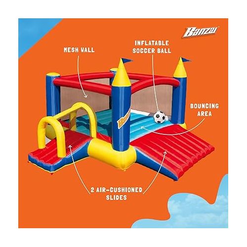  Banzai Slide N’ Fun Bounce House with 2 Slides, Inflatable Bounce House, Complete Bouncy House Playground Set with GFCI Air Blower, Ages 3-12