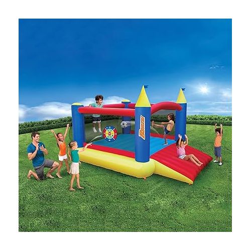  BANZAI Inflatable 13' Water Slide Plus 12' Bounce House 2 for 1 Value Pack w Free Air Blower- Each Inflates in Under 2min- Heavy Duty Kids Adventure Park Pool with Sprinkler 12’x9 XL Bouncy Castle