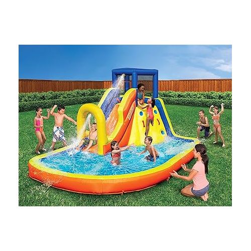  BANZAI Inflatable 13' Water Slide Plus 12' Bounce House 2 for 1 Value Pack w Free Air Blower- Each Inflates in Under 2min- Heavy Duty Kids Adventure Park Pool with Sprinkler 12’x9 XL Bouncy Castle