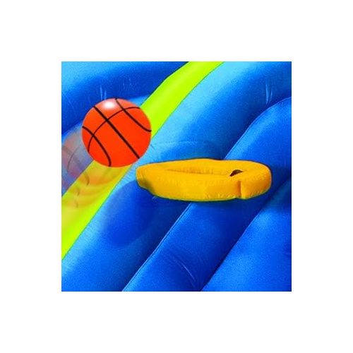  Inflatable Giant Water Slide - Huge Kids Pool (14 Feet Long by 8 Feet High) with Built in Sprinkler Wave and Basketball Hoop - Heavy Duty Outdoor Surf N Splash Adventure Park - Blower Included