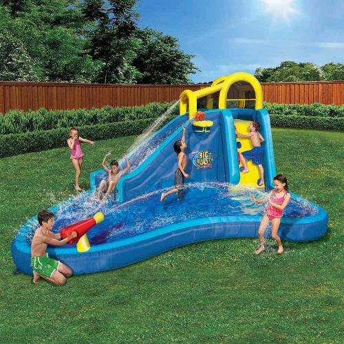  BANZAI Inflatable Big Blast Splash Slide Lagoon Pool Outdoor Water Park (2 Pack)