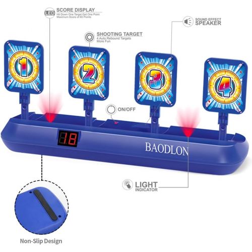  BAODLON Digital Shooting Targets with Foam Dart Toy Gun, Electronic Scoring Auto Reset 4 Targets Toys, Fun Toys for Age of 5, 6, 7, 8, 9, 10+ Years Old Kids, Boys & Girls, Compatib