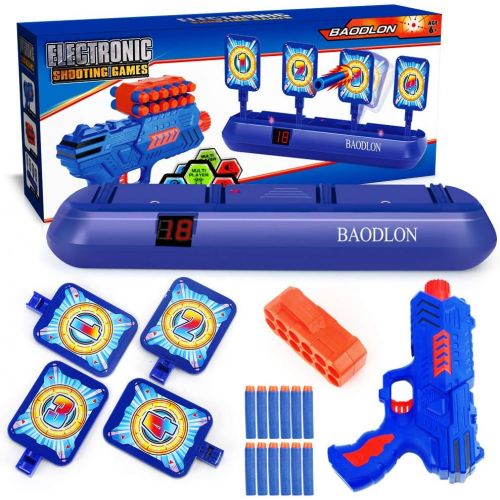  BAODLON Digital Shooting Targets with Foam Dart Toy Gun, Electronic Scoring Auto Reset 4 Targets Toys, Fun Toys for Age of 5, 6, 7, 8, 9, 10+ Years Old Kids, Boys & Girls, Compatib