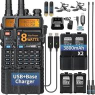 Baofeng UV-5R Ham Radio Long Range UV5R Handheld Dual Band 3800mAh High Power Two Way Radio Rechargeable Walkie Talkies for Adults with Earpiece,USB Charging Cable and Programming Cable Full Kit,2Pack