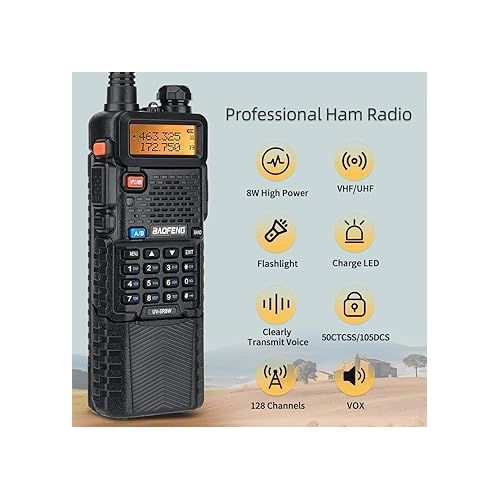  Baofeng UV-5R Ham Radio Long Range UV5R Handheld Dual Band 3800mAh Rechargeable Two Way Radio Walkie Talkies for Adults with Earpiece,2Pack