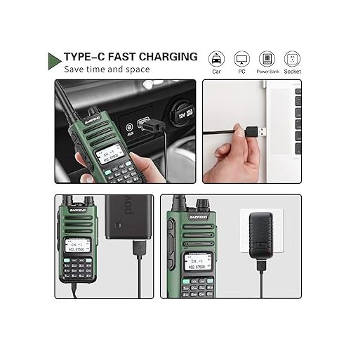  BAOFENG GMRS Radio GM-15 Pro(Upgrade of UV-5R),NOAA Weather Receiver & Scan Radio Rechargeable Long Range Two Way Radio Handheld Radios with Six-Way Multi-Unit Charger Station Programming Cable