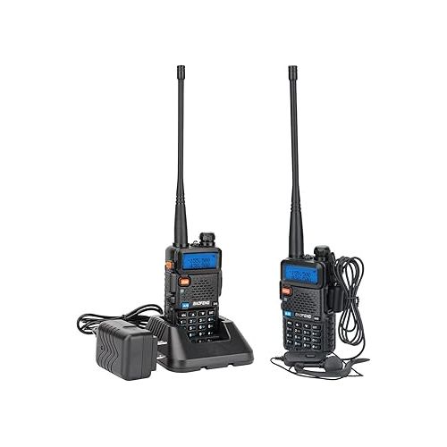  Baofeng UV-5R Ham Radio Long Range UV5R Wakie Talkies Dual Band VHF UHF Rechargeable Handheld Two Way Radio for Survival Gear,2Pack