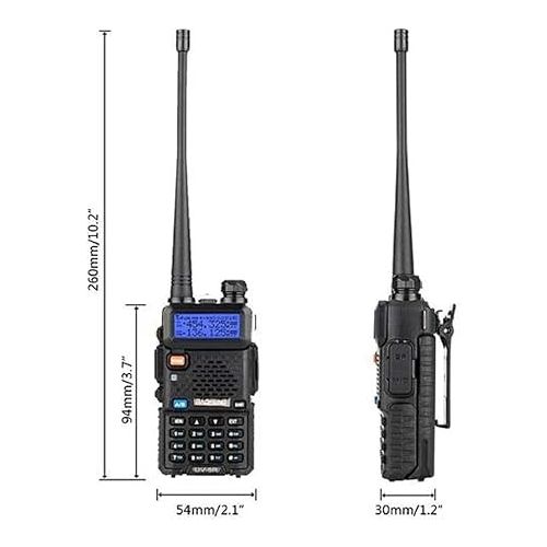  Baofeng UV-5R Two Way Radio Dual Band 144-148/420-450Mhz Walkie Talkie 1800mAh Li-ion Battery(Black)