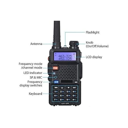  Baofeng UV-5R Two Way Radio Dual Band 144-148/420-450Mhz Walkie Talkie 1800mAh Li-ion Battery(Black)