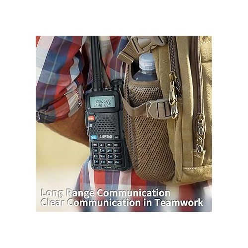  BaoFeng UV-5R 8W Ham Radio Long Range UV5R Dual Band Handheld Rechargeable Two Way Radio Walkie Talkies with Earpiece and Programming Cable Full Kit,2Pack