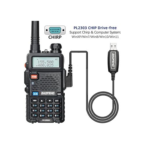  BaoFeng UV-5R 8W Ham Radio Long Range UV5R Dual Band Handheld Rechargeable Two Way Radio Walkie Talkies with Earpiece and Programming Cable Full Kit,2Pack