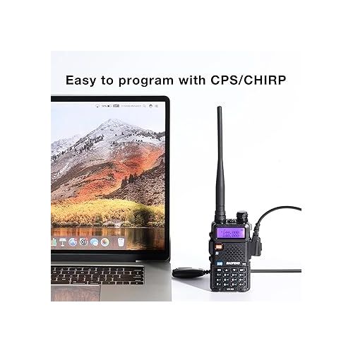  BAOFENG UV-5G (UV-5X) GMRS Handheld Radio, Long Range Rechargeable Two Way Radio for Adults NOAA Weather Receiver & Scanner, with Two 15.5