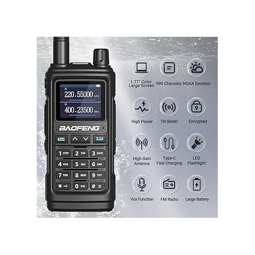  Baofeng UV-5R Upgrade Ham Radio Long Range Two Way Radio UV-17R Walkie Talkies for Adults UV5RUSB Charger 999 Channels VOX with Earpiece,Flashlight Li-ion Battery