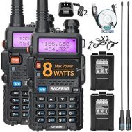 BAOFENG UV-5R Ham Radio 8W Handheld High Power Dual Band 144-148/420-450Mhz Baofeng Radio Long Range Walkie Talkies with Programming Cable etc(Black+2Pack Full Set)