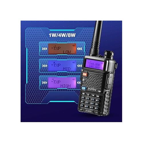  Baofeng UV-5RTP Dual Band Two Way Radio, UV-5R 8W High Power Version, Ham Radio Handheld with Earpiece, Black