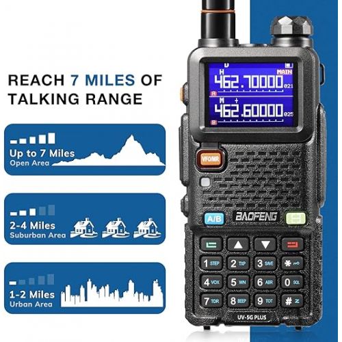  [Chirp Compatible] BAOFENG UV-5G Plus GMRS Handheld Radio, 999 Channels, 5W Long Range Rechargeable Two Way Radio with NOAA Weather Receiving, 2500mAh Battery USB-C Port, 8