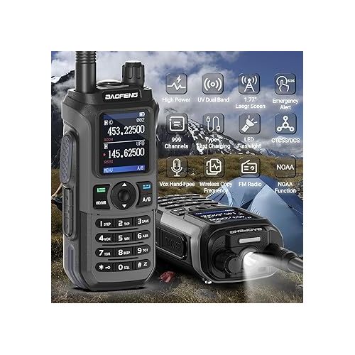  Baofeng UV-5R Upgrade Ham Radio UV-21R Dual Band Ham Radio Handheld Long Range Two Way Radio for Adults Rechargeable Walkie Talkies with VOX 999 Channels 771 High Gain Antenna Full Kit