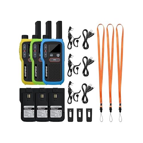  BAOFENG GT-18 Walkie Talkies for Kids Adult, License Free Long Range Rechargeable FRS Two Way Radio,1500mAh Battery, 22 Channels with Scan, Flashlight, VOX for Camping Hiking Family, 3 Pack