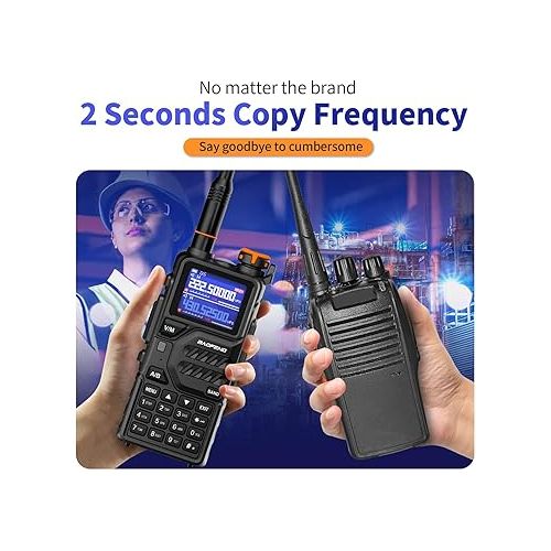  BAOFENG K5PLUS Tri-Band Ham Radio Long Range Walkie Talkies High Power Two-Way Radio with One Touch Frequency Finder Button, USB-C Charging, Color Large Screen Display, NOAA Weather, 999CH