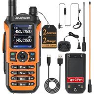 Baofeng UV-5R Upgrade Ham Radio Handheld Dual Band Long Range Two Way Radio for Adults UV-21R Rechargeable Walkie Talkies with Earpiece and AR-771 Orange Antenna Full Kit