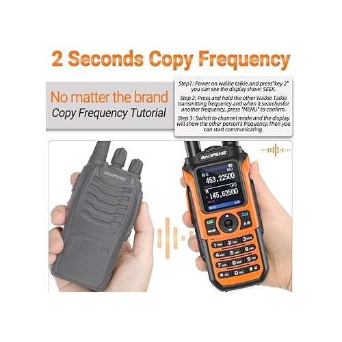  Baofeng UV-5R Upgrade Ham Radio Handheld Dual Band Long Range Two Way Radio for Adults UV-21R Rechargeable Walkie Talkies with Earpiece and AR-771 Orange Antenna Full Kit