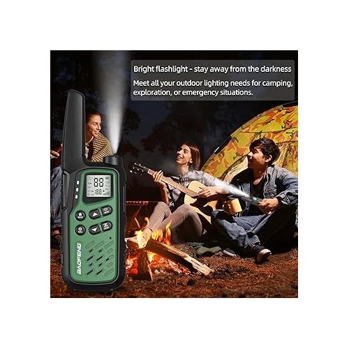  Baofeng Walkie Talkies with 22 FRS Channels, Long Range Walkie Talkies for Adults MP25 Family Walkie Talkie Two Way Radio with LED Flashlight LCD Display for Hiking Camping (Green,Include Battery)